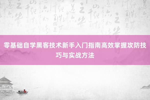零基础自学黑客技术新手入门指南高效掌握攻防技巧与实战方法