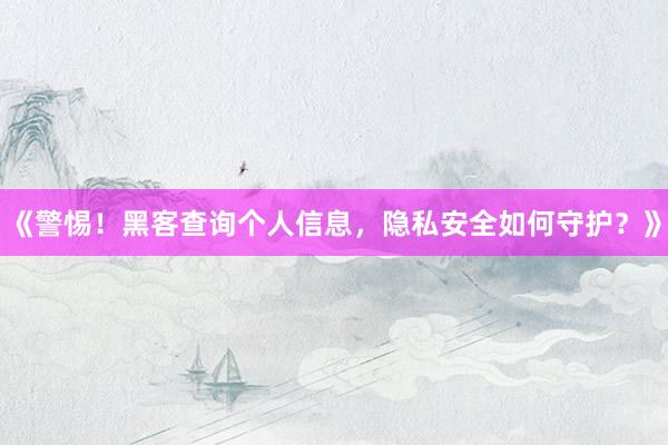 《警惕！黑客查询个人信息，隐私安全如何守护？》